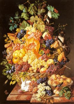 利奧波德 辛諾格爾 A Basket of Fruit with Animals